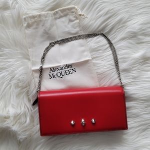 NEW Alexander McQueen Red WOC Wallet on Chain